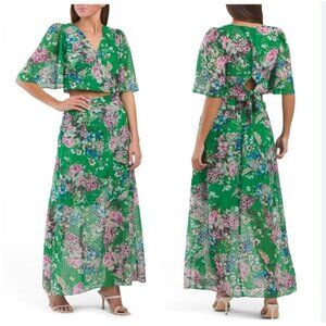 Kensie Green Floral 2 Piece Skirt Set, Size 12